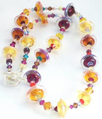 Jetson Glass Necklace -- Browns/Golds - Brunch in Santa Monica -- from GlassPens.com
