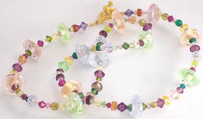 Jetson Glass Necklace - Light Purple/Pink/Peridot - Summer Picnic - from GlassPens.com